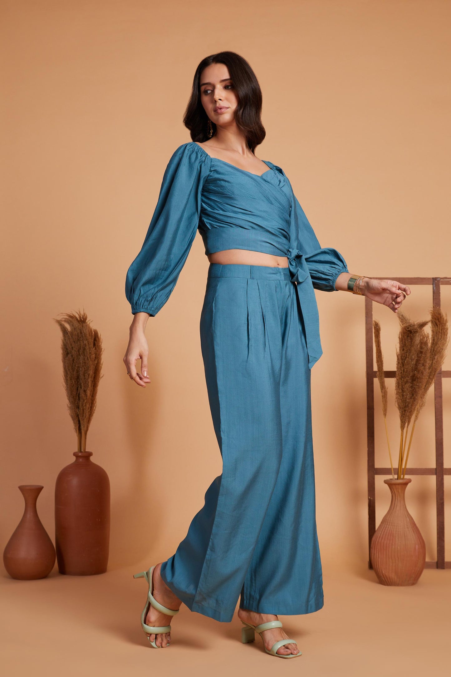 Teal Wrap-Style Co-Ord Set
