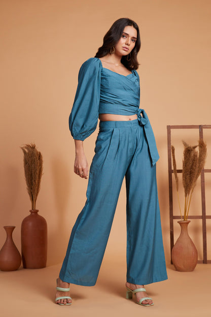 Teal Wrap-Style Co-Ord Set
