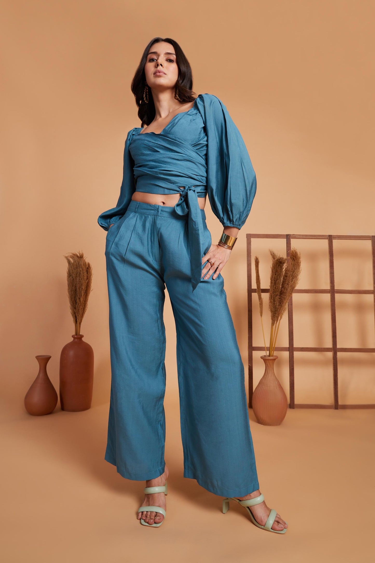 Teal Wrap-Style Co-Ord Set