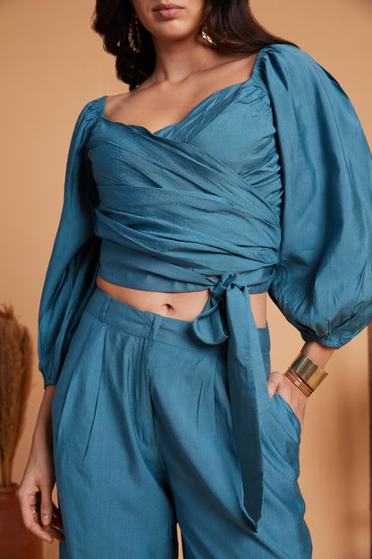 Teal Wrap-Style Co-Ord Set