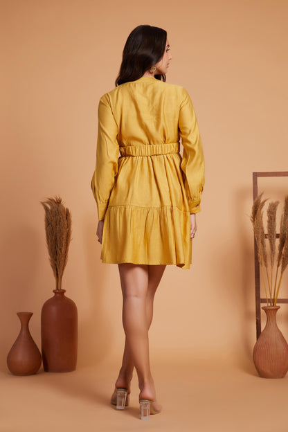 Tiered Shirt Dress with Long Sleeves