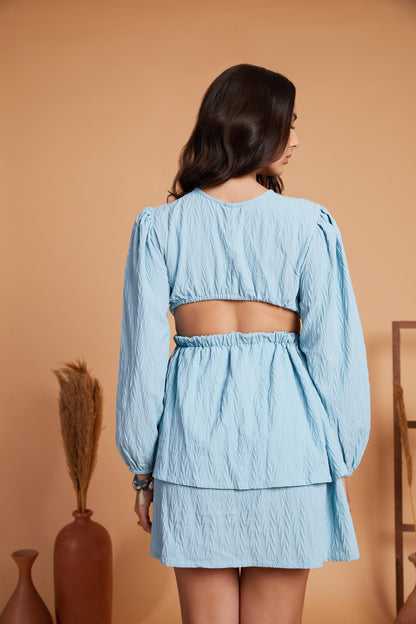 Tiered Mini Dress with Billowy Sleeves