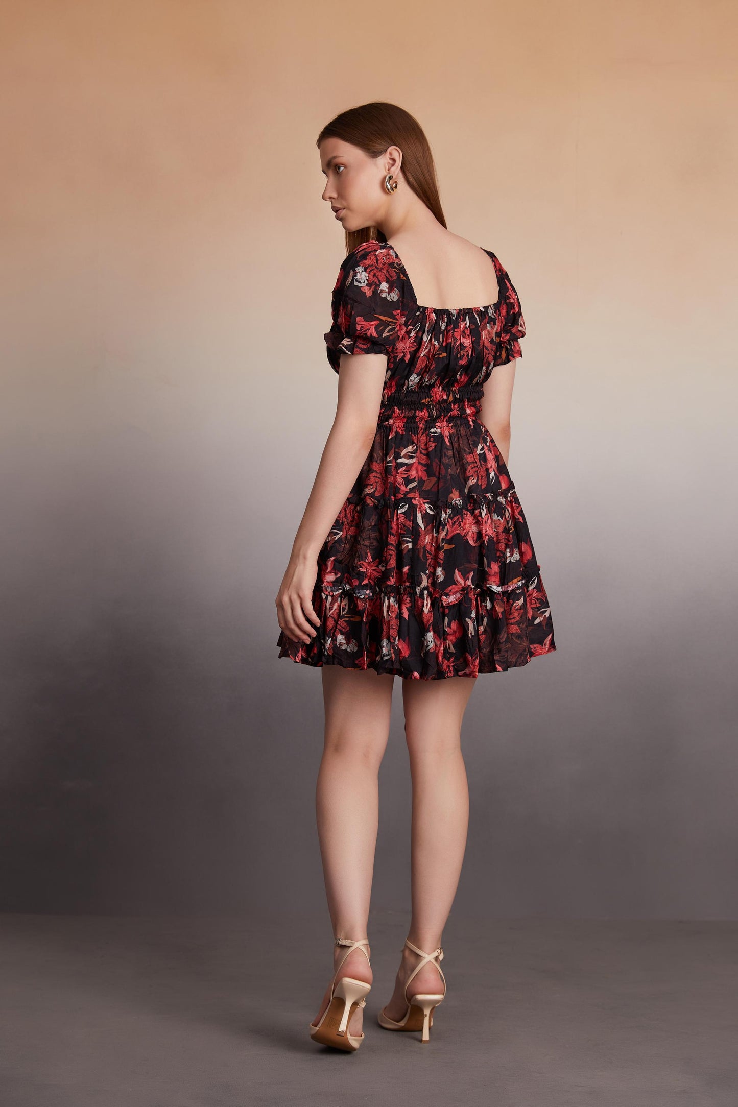 Floral Print Smocked Mini Dress