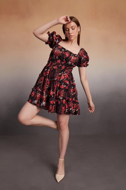 Floral Print Smocked Mini Dress