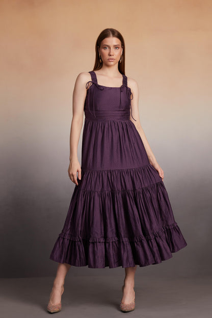 Tiered Maxi Dress with Bow-Tie Straps