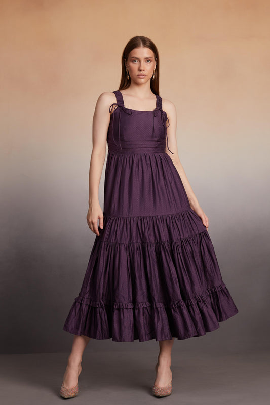 Tiered Maxi Dress with Bow-Tie Straps