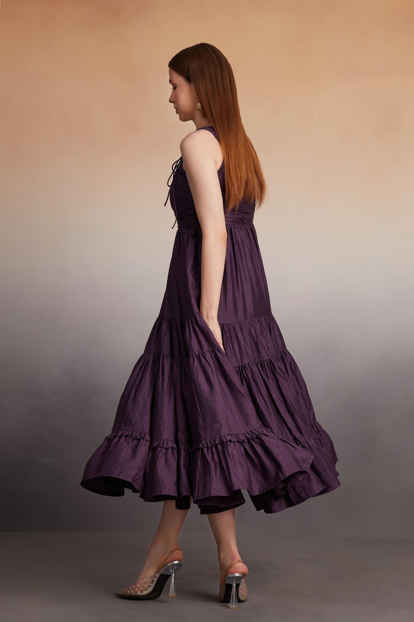 Tiered Maxi Dress with Bow-Tie Straps