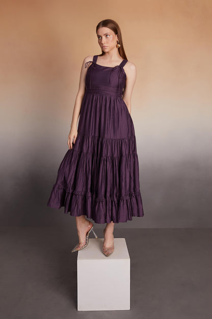 Tiered Maxi Dress with Bow-Tie Straps