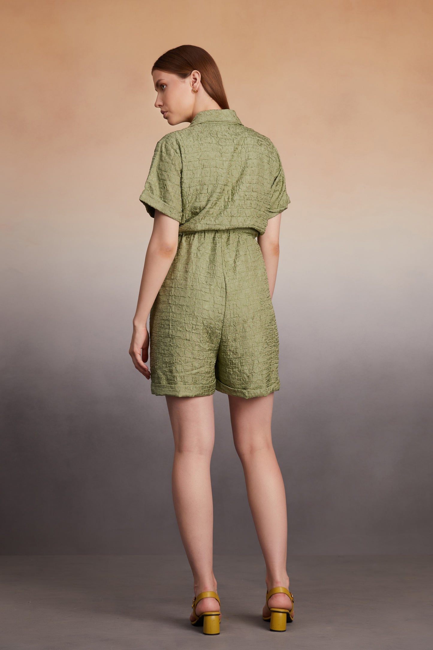 Textured Olive Utility Romper