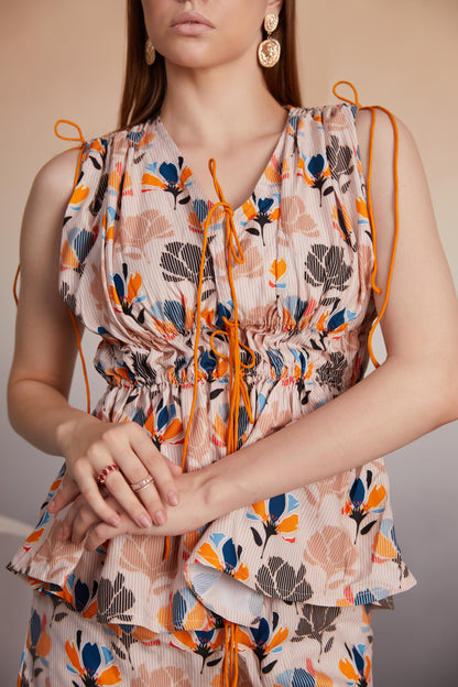 Floral Printed Sleeveless Co-Ord Set