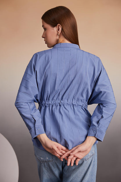 Cinched Indigo Oversized Shirt