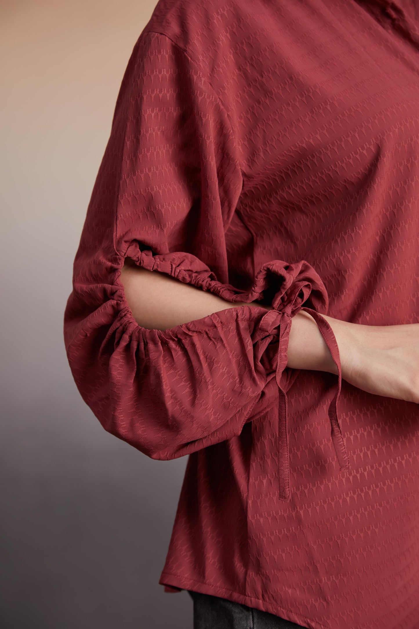 Rust Ruched Open-Back Shirt