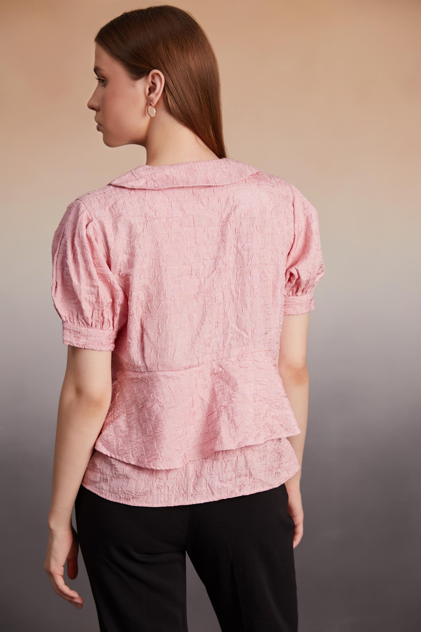 Blush Pink Textured Peplum Top