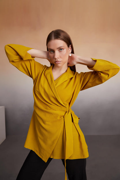 Mustard Wrap Tie-Top